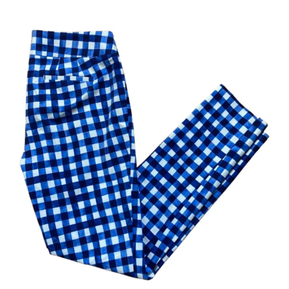 Talbots Chatham Slim Ankle Pants, Blue and White Cotton Gingham Pockets, size 2 - Picture 5 of 10